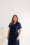 Mandarin Collar Top (Navy Blue)