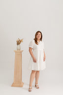 Eyelet Summer Tiered Dress (White)