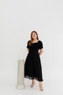 Dual-Textured Midi Dress (Black)