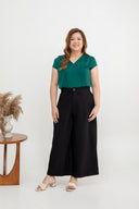 Silken Slip Sleeve Top (Forest)