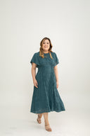 Willow Crinkle Midi Dress (Forest Teal)