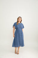Willow Crinkle Midi Dress (Ocean Blue)