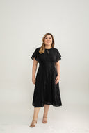 Willow Crinkle Midi Dress (Black)