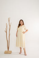 Embroidery Eyelet Duo Midi Dress (Citrine)