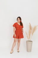 Embroidery Eyelet Romper (Tomato)