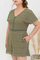 Embroidery Eyelet Romper (Olive)