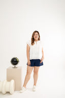 3D Floral Eyelet Top (White)