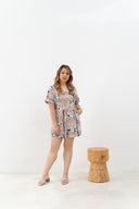 Embroidery Pastel Floral Romper (Geometric)