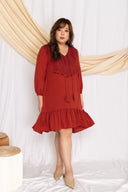 Crochet-Tassels Textured Dress (Burnt Orange), Dress - 1214 Alley