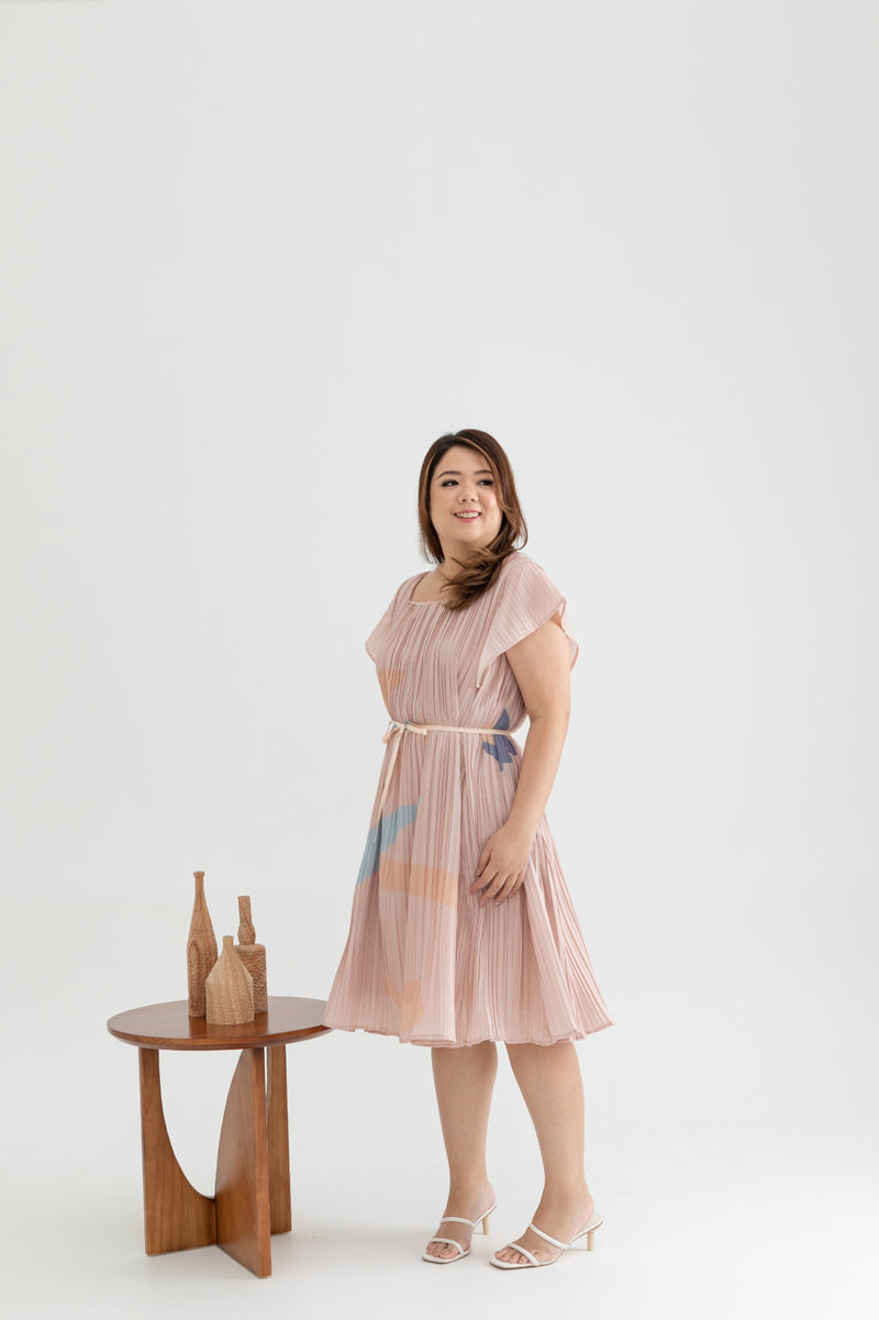 Pleated Dress (édition limitée print - Pink Abstract)