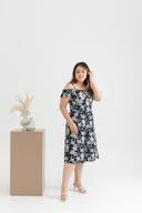 Floral Cold Shoulder Midi Jumpsuit (Blue Lilies)