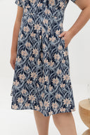 Yasmin Skater Dress (Navy Clematis)