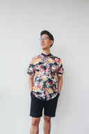 (MEN) Mandarin Collar with Wooden Button Shirt (édition limitée print - Lunar Rabbit)