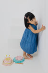 (GIRL) 4-ways REVERSIBLE Tier Dress (Oriental Jap Rabbit & Denim Blue)
