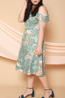 Emily Cold Shoulder Midi Dress (Tropical Mint), Dress - 1214 Alley