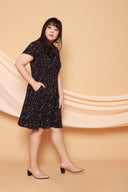 Keyhole Neckline Flare Dress (Navy Blue), Dress - 1214 Alley