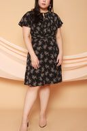 Keyhole Neckline Flare Dress (Black), Dress - 1214 Alley