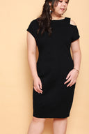 Keyhole Shoulder Dress (Black), Dress - 1214 Alley