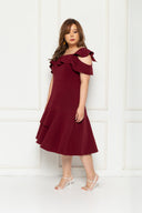 Toga Cold-Shoulder Frills Dress (Red), Dress - 1214 Alley