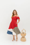 Eloise Cold Shoulder Dress (édition limitée print - Sunrise Scarlet)