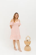 Casual Cold Shoulder Dress (Pink)