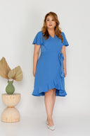 Flutter Sleeves Wrap Dress - (Blue)