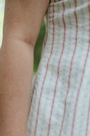 Flare Sleeve Cheongsam Shift Dress (Blush Stripes)