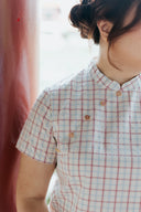 Everyday Cheongsam Top (Blush Grid)