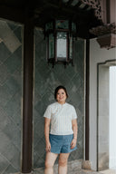 Everyday Cheongsam Top (Blue Grid) - ELTWINE