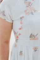 Embroidery Floral Cheongsam Dress (Ivory Stripe Bloom)