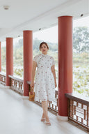 Embroidery Floral Cheongsam Dress (Vintage Rose Grid) - ELTWINE