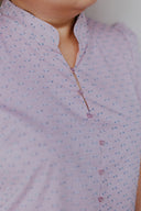 Puff Sleeve Button Cheongsam Dress (Frilled Ribbon Pink)