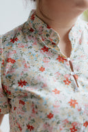 Puff Sleeve Button Cheongsam Dress (Spring Meadow) - ELTWINE