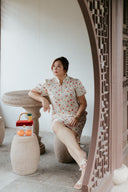 Puff Sleeve Button Cheongsam Dress (Spring Meadow) - ELTWINE