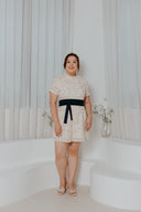 Detachable Mandarin Collar Romper (Embroidery Floral Stitch) - ELTWINE