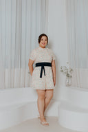 Detachable Mandarin Collar Romper (Embroidery Floral Stitch)