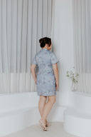Flare Sleeve Cheongsam Shift Dress (Édition Limitée Print — Mizuki Blue) - ELTWINE
