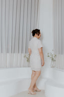 Flare Sleeve Cheongsam Shift Dress (Blush Stripes) - ELTWINE