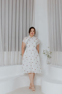 Embroidery Floral Cheongsam Dress (Vintage Rose Grid) - ELTWINE