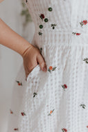 Embroidery Floral Cheongsam Dress (Vintage Rose Grid) - ELTWINE