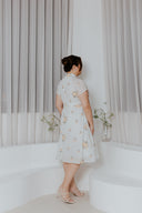 Embroidery Floral Cheongsam Dress (Ivory Stripe Bloom) - ELTWINE