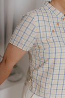 Everyday Cheongsam Top (Blue Grid)