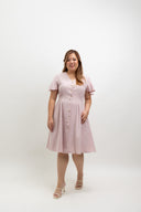 Terra Button-Front Midi Dress (Blush Pink)