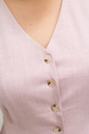 Terra Button-Front Midi Dress (Blush Pink)