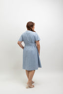 Terra Button-Front Midi Dress (Powder Blue)