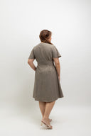 Terra Button-Front Midi Dress (Taupe)