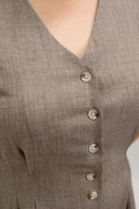 Terra Button-Front Midi Dress (Taupe)