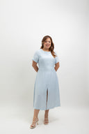 Textured Front-Slit Midi Dress  (Pale Sky)