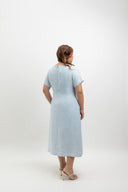 Textured Front-Slit Midi Dress  (Pale Sky)