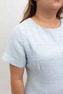 Textured Front-Slit Midi Dress  (Pale Sky)